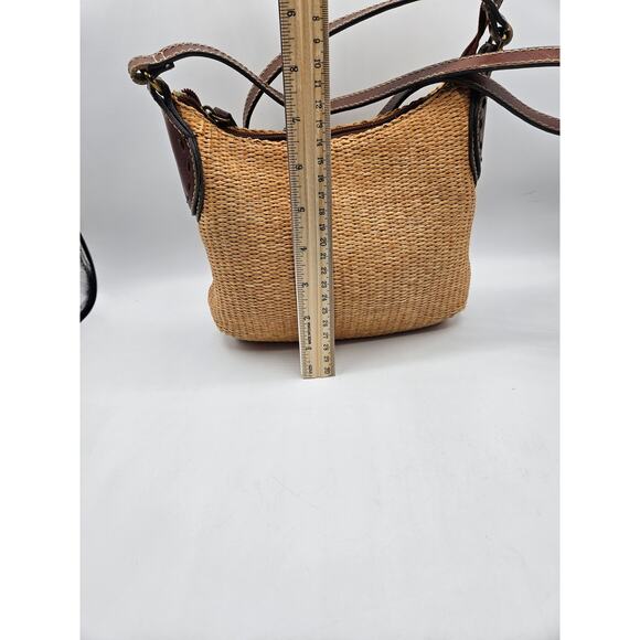Vintage Fossil Women's Jute Crossbody Shoulder Bag‎ Tan Leather Strap Accents - Picture 5 of 9